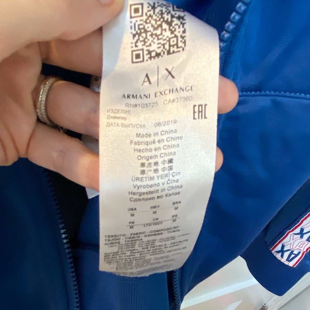 Armani Exchange Blue zipper jacket with white and red logo - Picture 7 of 9